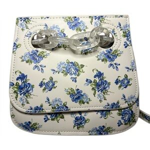House of Want White & Blue Floral Print Vegan Leather Crossbody